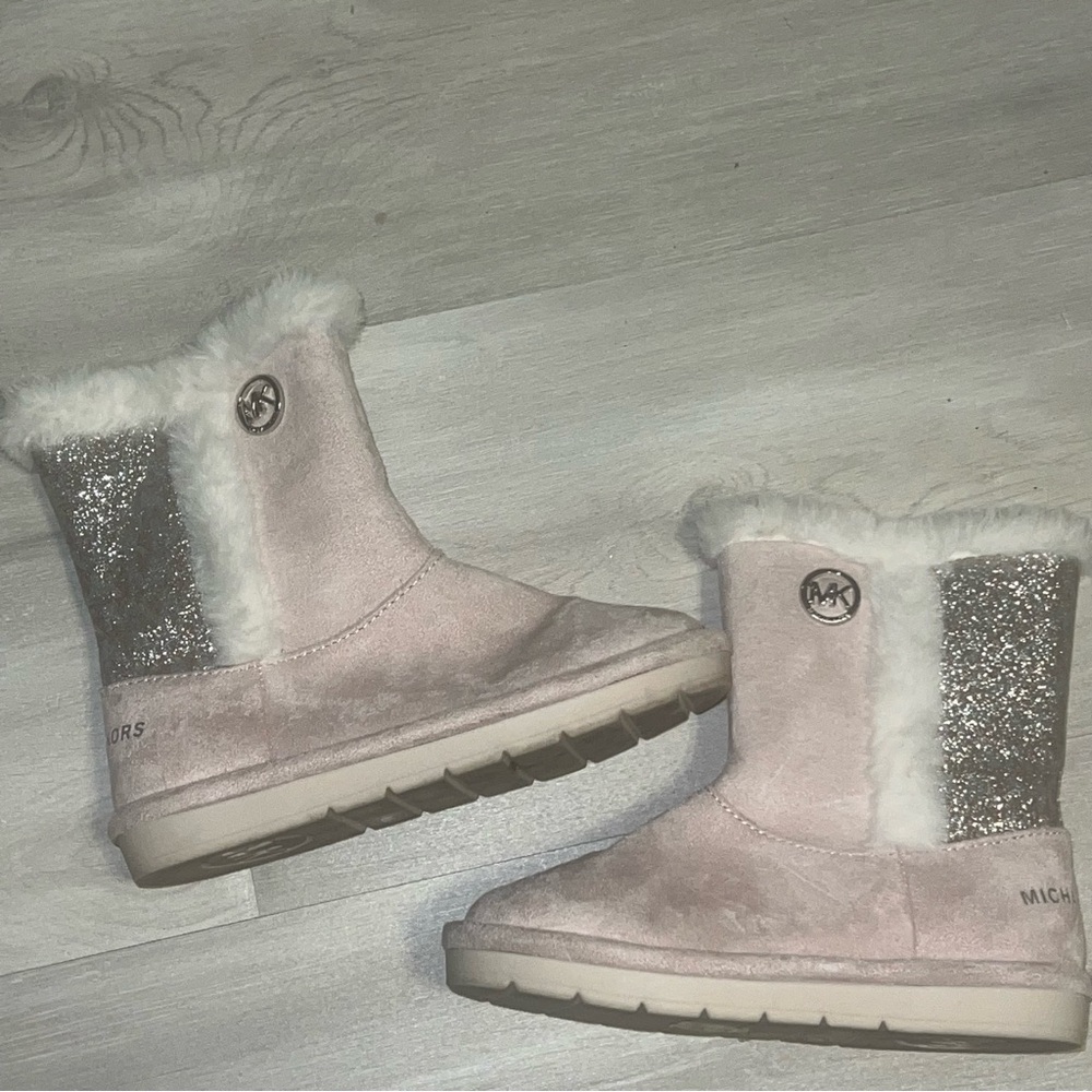 Girls Pink/Glitter Suede Michael Kors boots- Size 11C